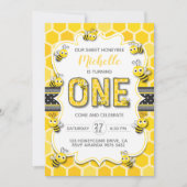 スイートハニービーファースト誕生日 招待状 (正面)