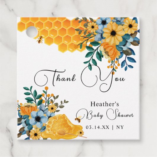 スイートハニービーフローラベビーシャワーありがとう フェイバータグ (正面)