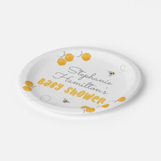 スイートハニービー男女兼用ベビーシャワー ペーパープレート (アングル)