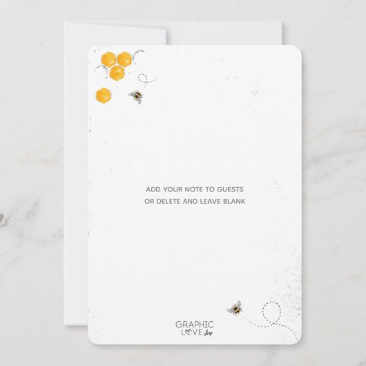 スイートハニービー男女兼用ベビーシャワー 招待状 (裏面)