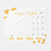 スイートハニービー男女兼用ベビーマイルストーン フリースブランケット (正面(横))