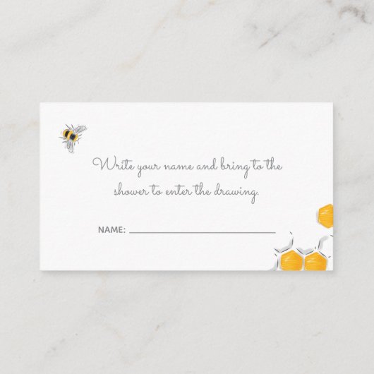 スイートハニービー赤ちゃんシャワーおむつラッフルカード エンクロージャーカード (裏面)