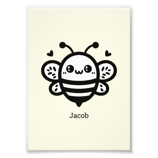 スイートハニービー – かわいい子供部屋ラインアート フォトプリント (正面)