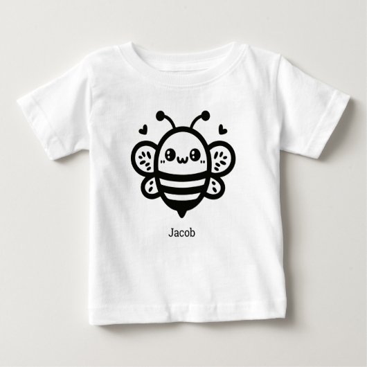 スイートハニービー – かわいい子供部屋ラインアート ベビーTシャツ (正面)