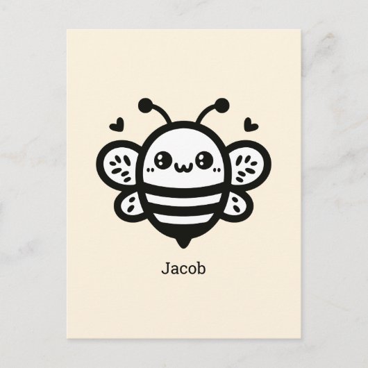 スイートハニービー – かわいい子供部屋ラインアート ポストカード (正面)