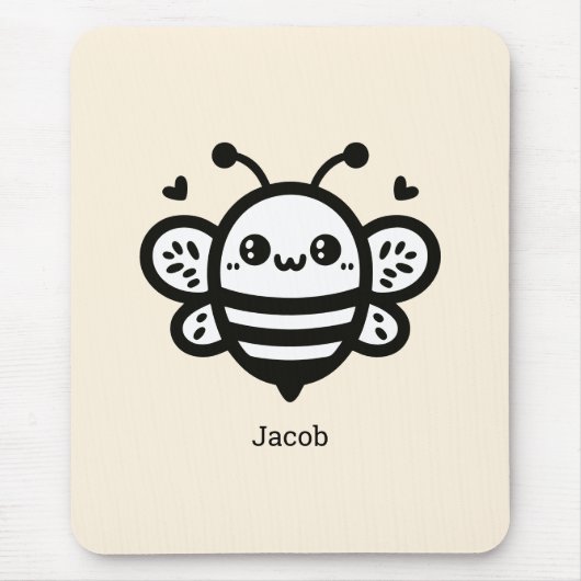 スイートハニービー – かわいい子供部屋ラインアート マウスパッド (正面)