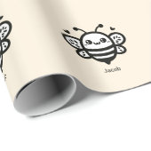 スイートハニービー – かわいい子供部屋ラインアート ラッピングペーパー (ロールコーナー)