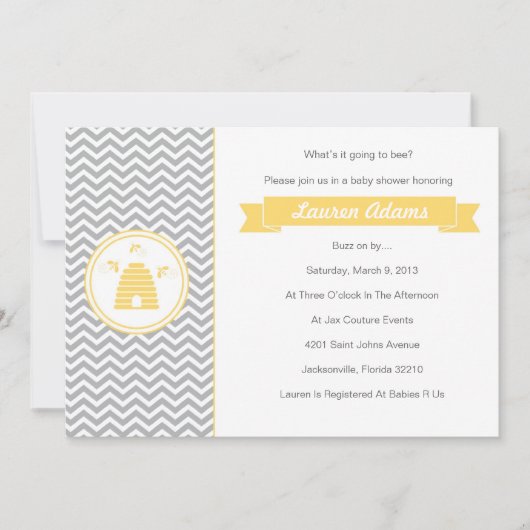 スイートハニーベビーシャワー招待状 招待状 (正面)