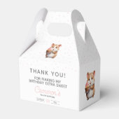 スイートハムスター、ピンクカップケーキチルドレン誕生日 フェイバーボックス (正面サイド)