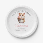 スイートハムスター、ピンクカップケーキチルドレン誕生日 ペーパープレート (正面)