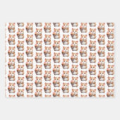 スイートハムスター、ピンクカップケーキチルドレン誕生日 ラッピングペーパーシート (正面)