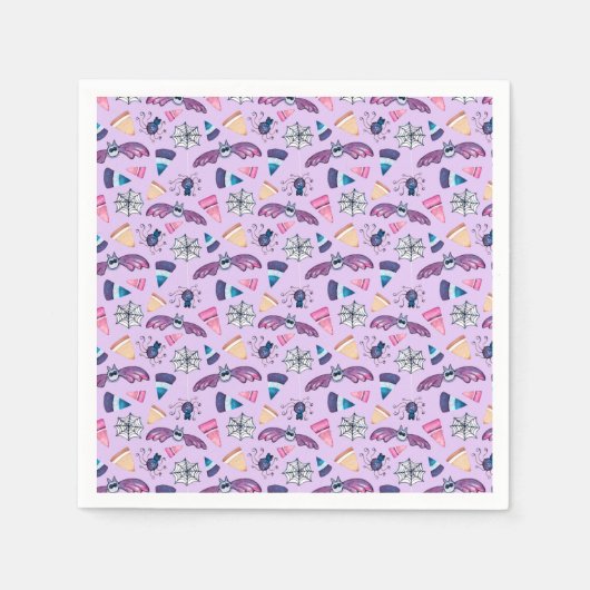 スイートハロウィーンラベンダーパーティーナプキン スタンダードカクテルナプキン (正面)