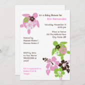 スイートハワイアンホヌツインベビーシャワー招待状 招待状 (正面/裏面)