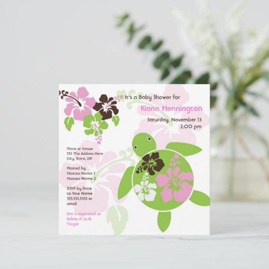 スイートハワイアンホヌベビーシャワー招待状スクエア 招待状 (スタンド正面)