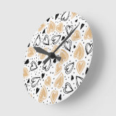 スイートハンドドローハートパターン丸時計 ラウンド壁時計 (傾斜)