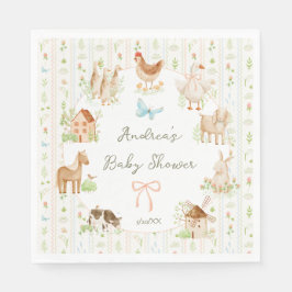 スイートハンドペイント グランドミレニアル ファーム ベビーシャワー スタンダードランチョンナプキン