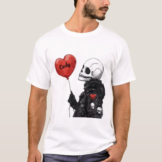 スイートハートのドクロ風船 - 名前入れ可能 Tシャツ (正面)