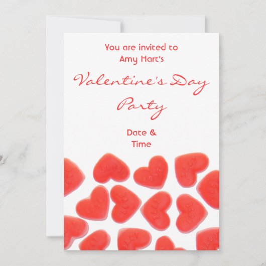 スイートハートの「バレンタインのパーティー」招待 招待状 (正面)