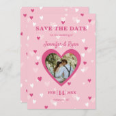 スイートハートカスタムフォトピンク セーブザデート (正面/裏面)
