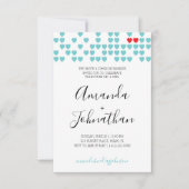 スイートハートカップルウェディングシャワーレトロレッドアクア 招待状 (正面)