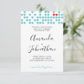 スイートハートカップルウェディングシャワーレトロレッドアクア 招待状 (スタンド正面)