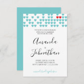 スイートハートカップルウェディングシャワーレトロレッドアクア 招待状 (正面/裏面)