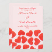 スイートハートピンクの「婚約パーティ」招待 招待状 (正面/裏面)