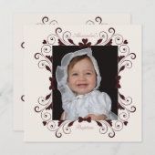 スイートハートフレームフォトバプテスマ招待状 招待状 (正面/裏面)