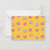 スイートハートラブパターンイエロー バレンタインデー ノートカード (裏面)