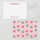 スイートハートラブパターン ピンク バレンタインデー ノートカード (正面/裏面)