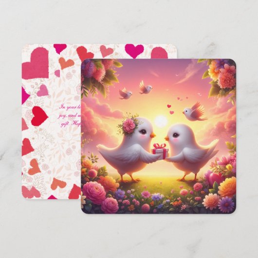 スイートハート セレナーデ - ラブバードのバレンタインカード シーズンカード (正面/裏面)