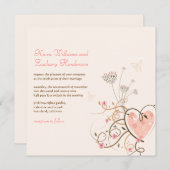 スイートハート&バタフライスワールズ結婚式招待状 招待状 (正面/裏面)