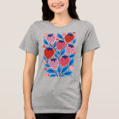 スイートハーモニー 女性用 抽象的イチゴ Tシャツ (正面)