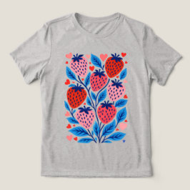 スイートハーモニー 女性用 抽象的イチゴ Tシャツ