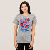 スイートハーモニー 女性用 抽象的イチゴ Tシャツ (正面全面)