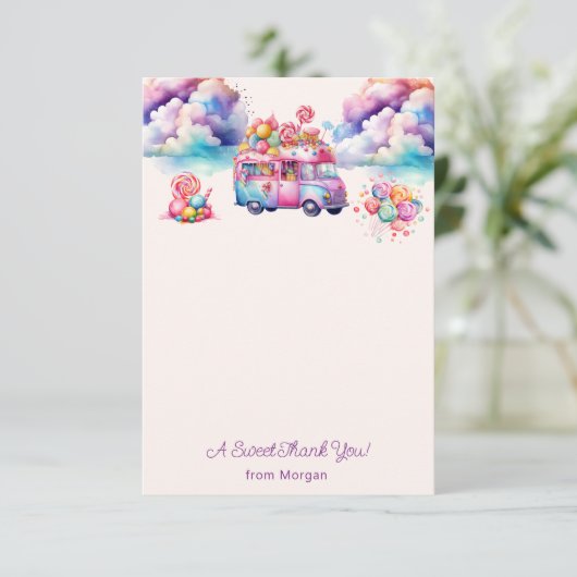 スイートバジェットキャンディーレーンキッドの誕生日シール サンキューカード (スタンド正面)