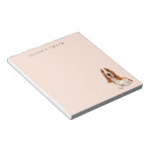 スイートバセットハウンドイラストレーションオンピンク ノートパッド (アングル)