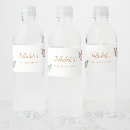 スイートバタフライガーデンガールバースデーパーティー ペットボトルラベル (ボトル)