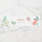 スイートバタフライガーデンガールバースデーパーティー ペットボトルラベル (シングルラベル)