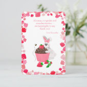 スイートバニーハギングカップケーキストロベリー誕生日 サンキューカード (スタンド正面)