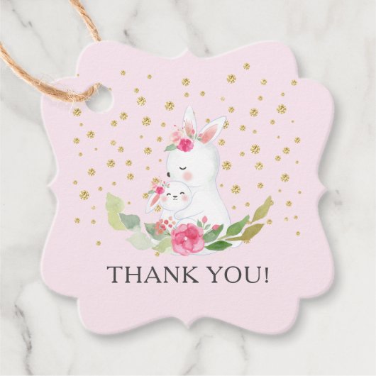 スイートバニーベビーシャワーお気に入りギフトラベル フェイバータグ (正面)