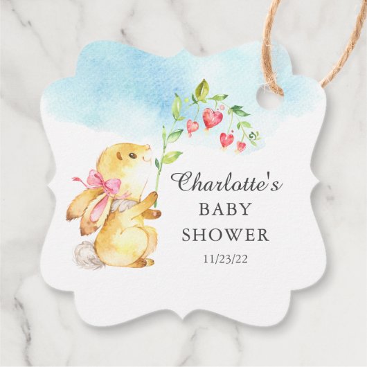 スイートバニーベビーシャワーお気に入りギフトラベル フェイバータグ (裏面)