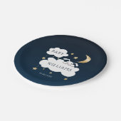 スイートバニーベビーシャワーネイビーブルー金ゴールド ペーパープレート (アングル)
