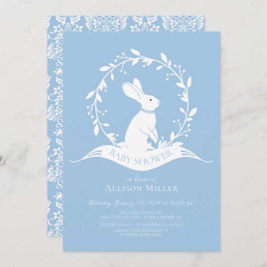 スイートバニーボーイズベビーシャワー招待状 招待状 (正面/裏面)