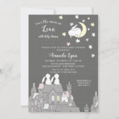スイートバニーラブムーンベビーシャワー招待状 招待状 (正面)