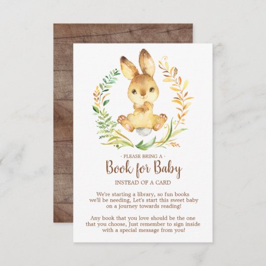 スイートバニー赤ちゃんシャワーベビー用ブック エンクロージャーカード (正面/裏面)