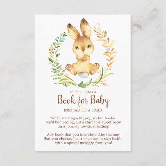 スイートバニー赤ちゃんシャワーベビー用ブック エンクロージャーカード (正面)