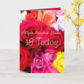 スイートバラ18番目の誕生日フォトカード カード (黄色い花)