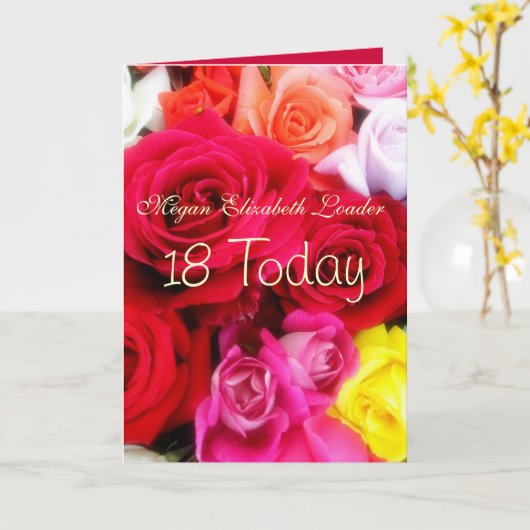 スイートバラ18番目の誕生日フォトカード カード (黄色い花)