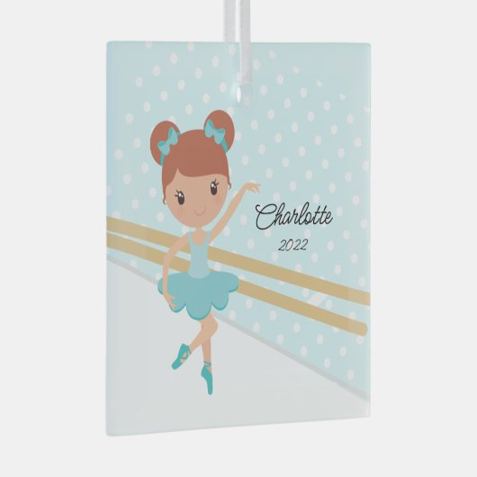 スイートバレリーナバレエダンスクリスマス ガラスオーナメント (正面右)